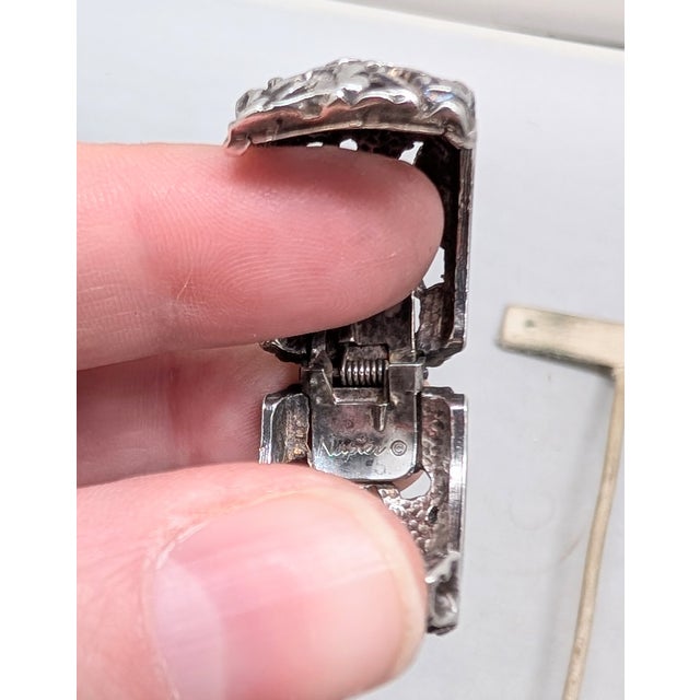 Metal Vintage 1970s Signed Napier Silvertone Openwork Foliate Design Hoop Clip Earrings-2 Pieces For Sale - Image 7 of 7