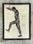 This vintage mid-century modern figurative drawing on paper showcases an expressive depiction of a male figure captured in...