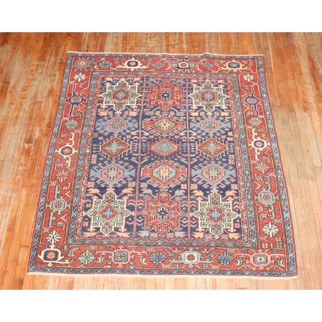 Textile Antique Zabihi Collection Persian Heriz Square Rug - 5'3" x 5'11" For Sale - Image 7 of 8