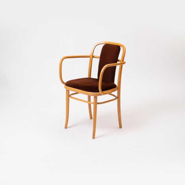 Vintage Bentwood Chairs in Brown Velvet by Ton, 1960s, Set of 4 For Sale - Image 11 of 13