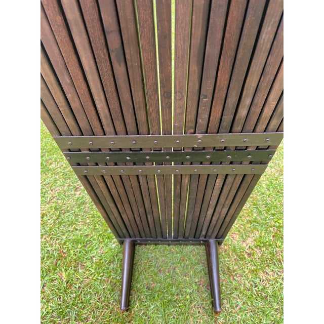 1960s Midcentury Expandable Slatted Wood Bench Attributed to John Keal for Brown Saltman For Sale - Image 5 of 10
