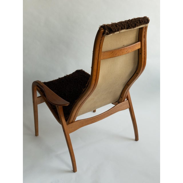 Brown Vintage Yngve Ekström Lamino Lounge Chair for Swedese, Brown Sheepskin For Sale - Image 8 of 11