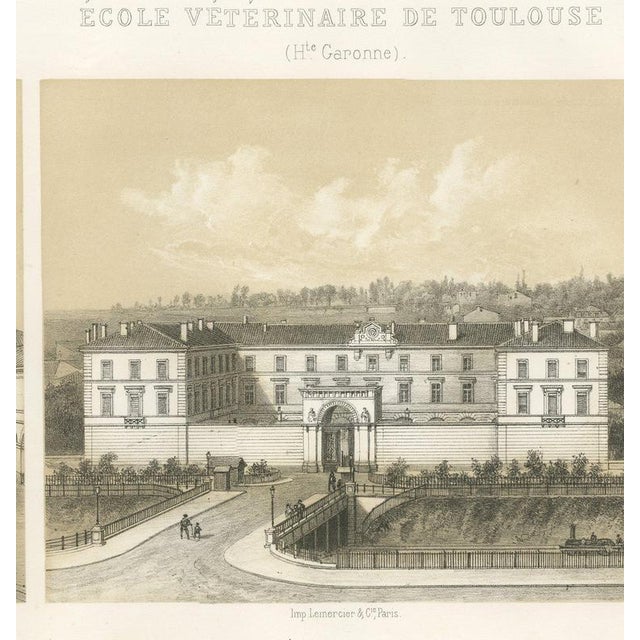 19th Century Deroy, Toulouse Veterinary School, Three Views, 1873, Paper For Sale - Image 5 of 12