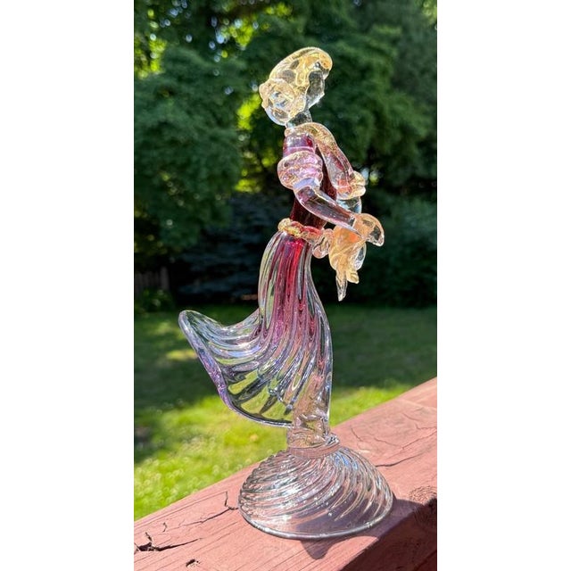 Mid 20th Century Murano Archimede Seguso Sommerso MCM Figure Woman & Large Fish, Aventurine Gold Flake 12" For Sale - Image 5 of 8