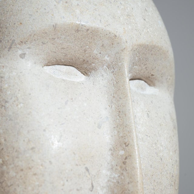 Modernist Bust Sculpture, 1980s, Sandstone For Sale - Image 10 of 15