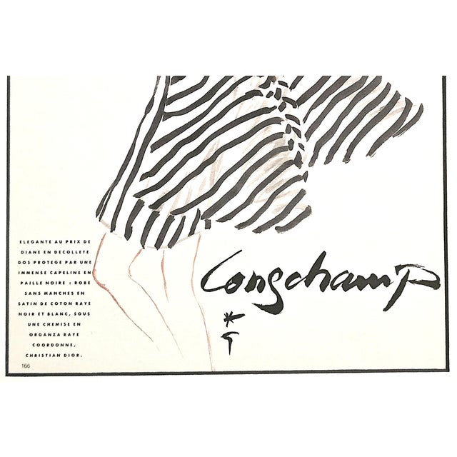 René Gruau 1991 French Christian Dior Summer Fashion Print at Longchamps by Rene Gruau, Matted For Sale - Image 4 of 4