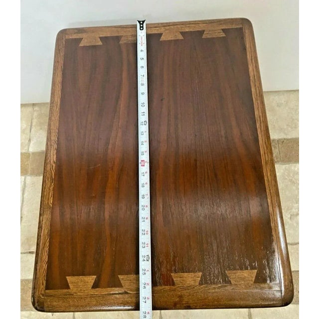 1970s Mid Century Modern Lane Side Table Dark Walnut With Bottom Shelf For Sale - Image 9 of 10