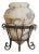Vintage French Alabaster Vase with Wrought-Iron Stand - 2 Available For Sale
