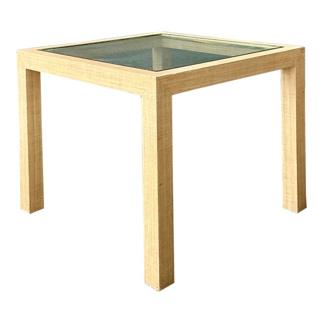 Vintage Wrapped Grasscloth Game Table For Sale