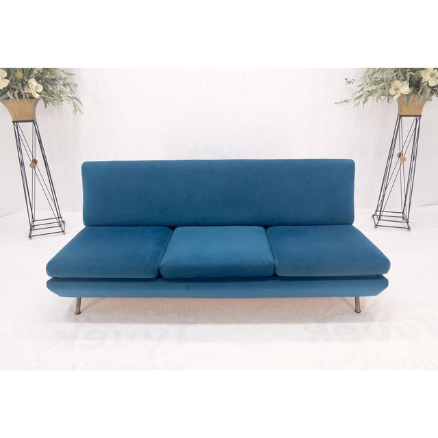 Marco Zanuso Sofa for Arflex Mid Century Italian Modern Teal Upholstery Clean! For Sale - Image 16 of 18