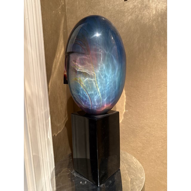 Blue Vintage Dino Rosin Extremely Rare “The Warrior” Chalcedony Glass Sculpture For Sale - Image 8 of 8