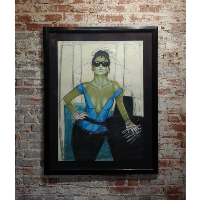 1980s Model Wearing Sunglasses Original Advertising Serigraph -Signed For Sale - Image 9 of 9