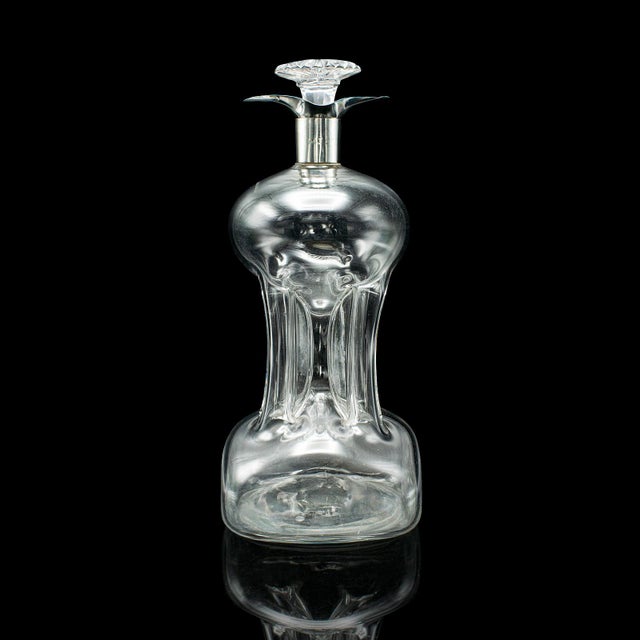 1900 - 1909 Antique Spirit Decanter, English, Glass, Silver, Port, Brandy Bottle, Edwardian For Sale - Image 5 of 12