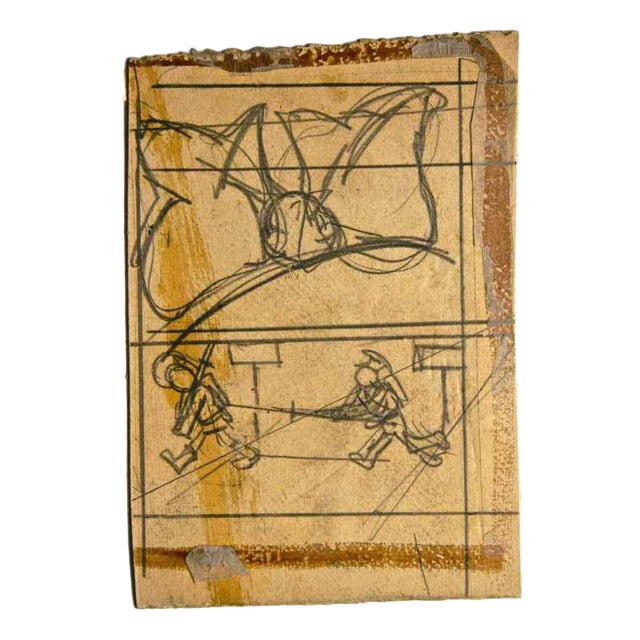Gabriele Galantara, Workers, Pencil on Cardboard, 1907 For Sale