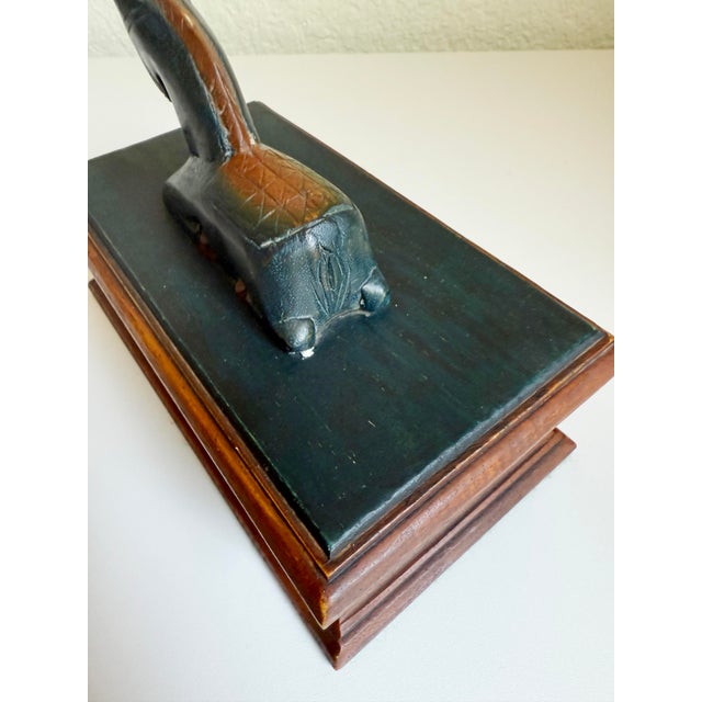 Blue Vintage Folk Art Carved Horse Box For Sale - Image 8 of 9