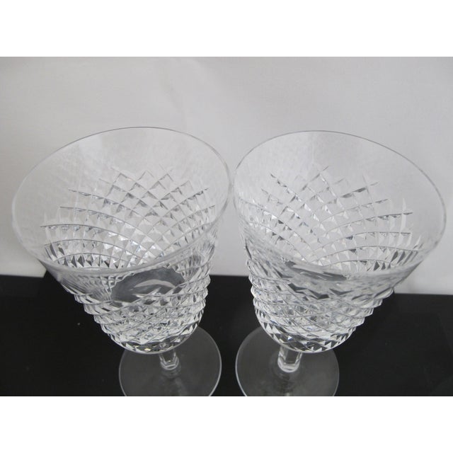 Waterford Crystal Waterford Cut Diamond Crystal Alana Water Goblet 6 7/8" Glass Pair For Sale - Image 4 of 8
