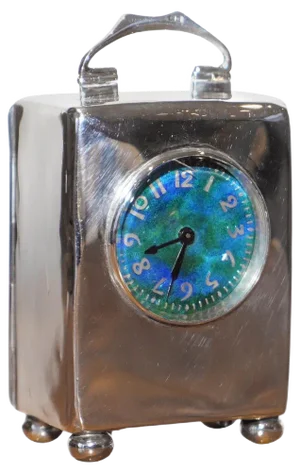 Sterling Silver & Enamel Miniature Carriage Clock by Archibald Knox for Liberty, 1911