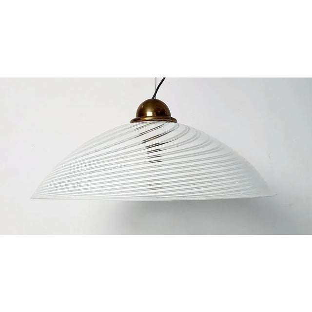 Large Murano Swirl Pendant in White, 1970s For Sale - Image 9 of 12