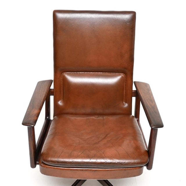 Vintage Danish Leather Desk Chair attributed to Arne Vodder from Sibast, 1960 For Sale - Image 6 of 11