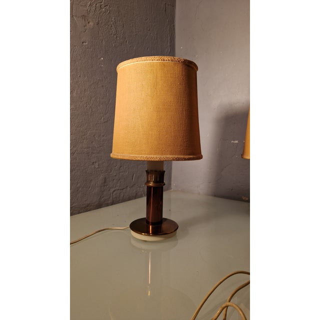 Bedside Lamps in Copper-Plated Brass with Lampshades from Stilnovo, 1960s, Set of 2 For Sale - Image 16 of 18