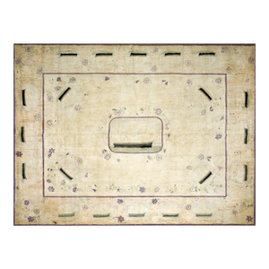 Superb White-Ivory Background Color in a Style Nautical Theme Antique American Hooked Rug