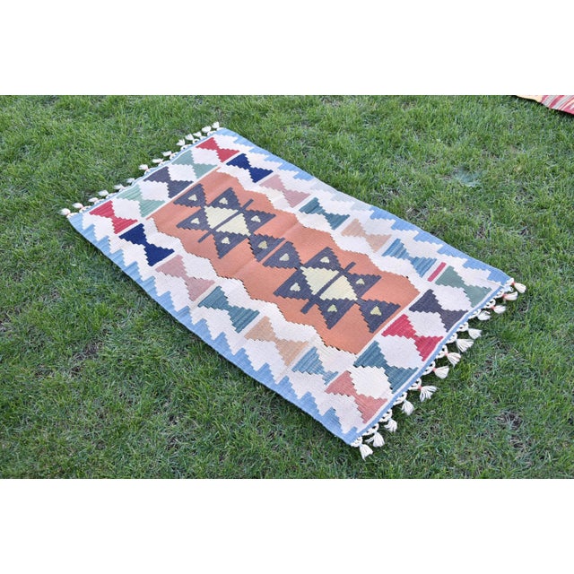 Tribal 1980s Tribal Cream Geometric Kilim For Sale - Image 3 of 7