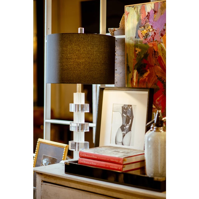 1970s Mid-Century Modern Karl Springer Style Lucite Lamps, a Pair For Sale - Image 6 of 10