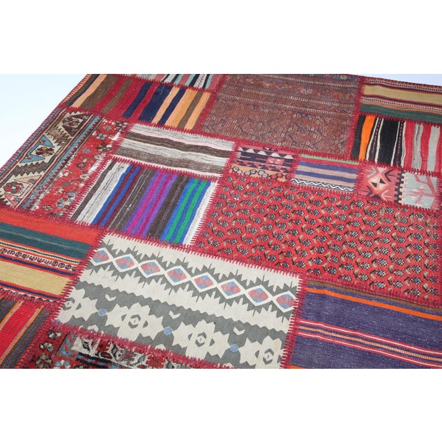 Vintage Handwoven Kilim Patchwork Rug & Kilim for Floor – 5' 3'' X 6' 11'' For Sale - Image 12 of 12