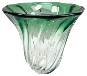 Label Sculpted Crystal Vase with Green Core from Val Saint Lambert, Belgium, 1950s