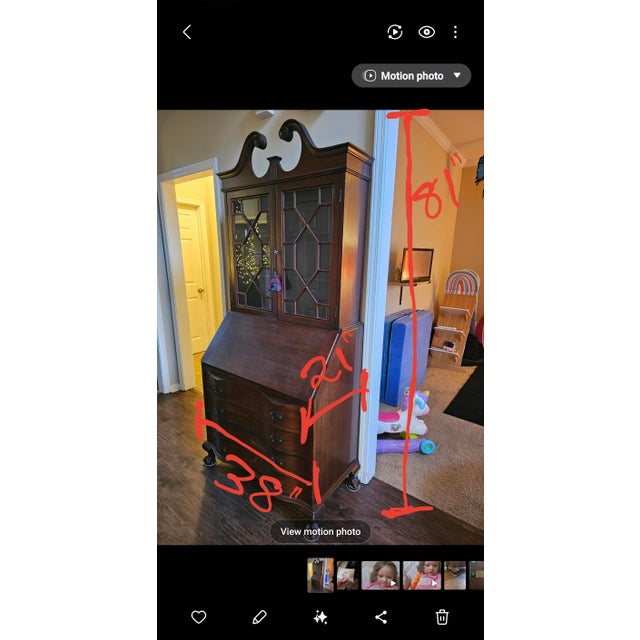 Antique 1950s Maddox Chippendale Mahogany Secretary Desk For Sale - Image 12 of 12