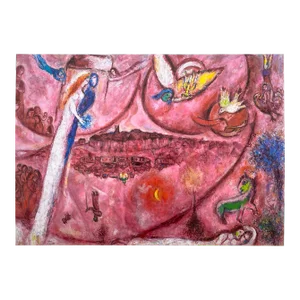 Marc Chagall Expressionist Lithograph Print French Museum Poster " the Song of Songs III " 1960