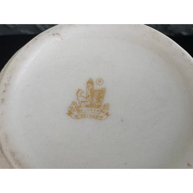 Vintage Belleek Ireland Shamrock Porcelain Bud Vase With Textured Flared Rim For Sale - Image 9 of 9