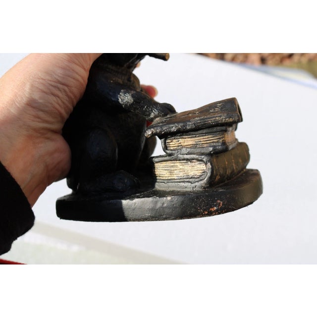 Lovely Vintage Pair of Cigar Smoking English Bulldog Bookends Heavy Metal For Sale - Image 10 of 10