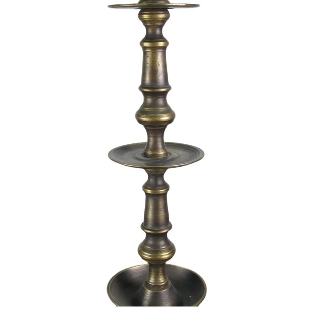 Solid Turkish Brass Candle Holder For Sale - Image 4 of 6