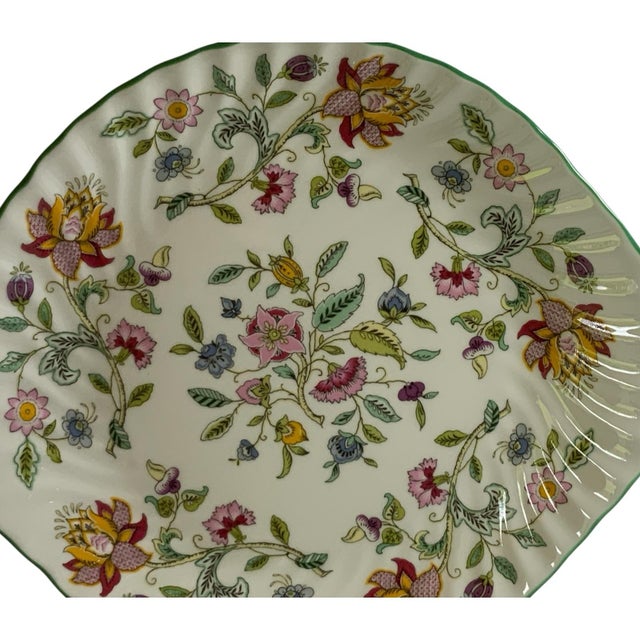 1940s Vintage Minton Haddon Hall Medium Handled Cake Plate Fine Bone China Green England 1948-2011 For Sale - Image 5 of 8