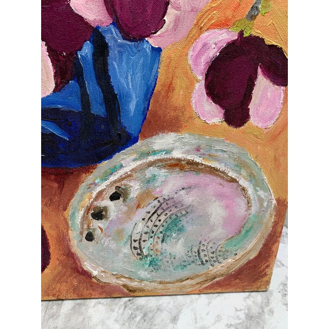 Large Vintage Original Canvas Painting of an Exotic Orchid For Sale - Image 13 of 14