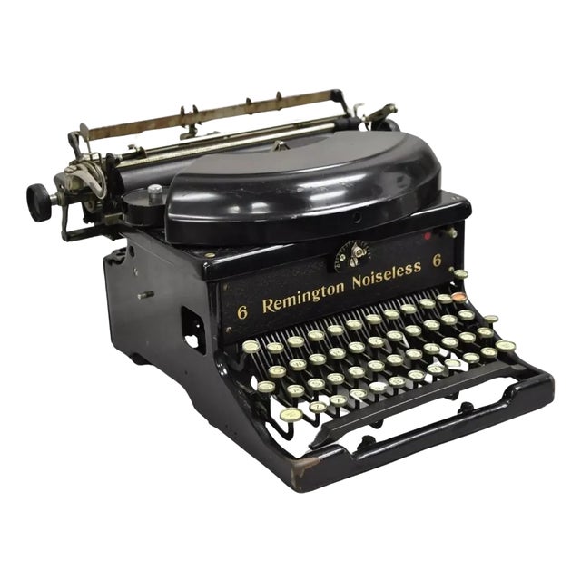 Antique 1930s Remington Noiseless Model 6 Black Typewriter For Sale