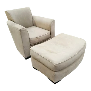 Donghia John Hutton Leather "Noble" Club Chair and Ottoman