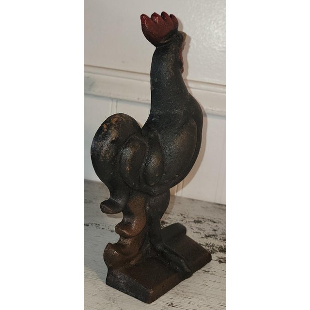 Early 20th Century Cast Iron Hubley Rooster Door Stop For Sale - Image 5 of 6