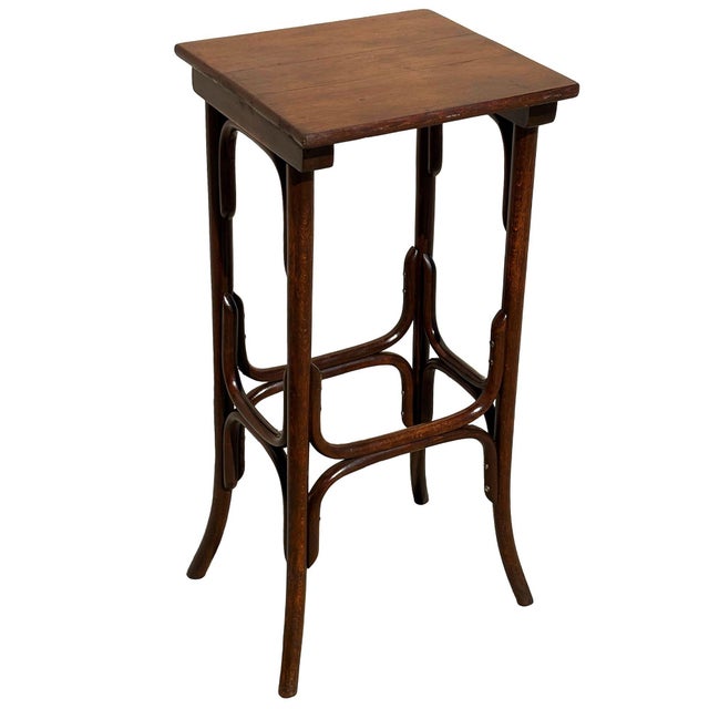 Vienna Secession Bent Oak Pedestal Tall Side Table Plant Stand Attributed to Thonet For Sale In Los Angeles - Image 6 of 8