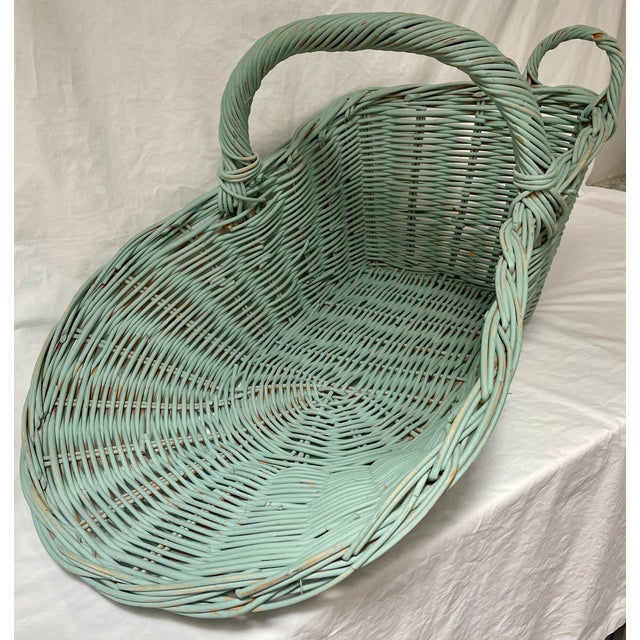 Vintage Large Wicker Gathering Harvest Basket For Sale - Image 6 of 12