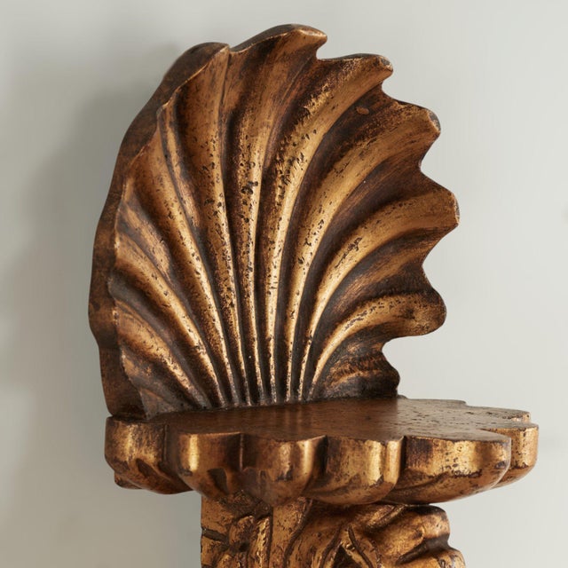 Group of Four Antique Italian Seashell and Seahorse Wall Brackets For Sale In West Palm - Image 6 of 14