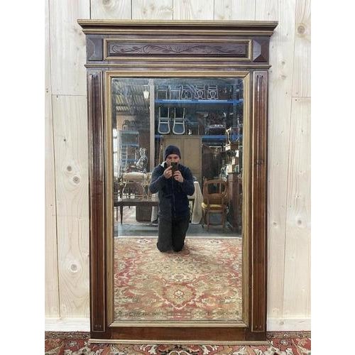 Napoleon III Walnut and Gilded Mirror For Sale - Image 5 of 5