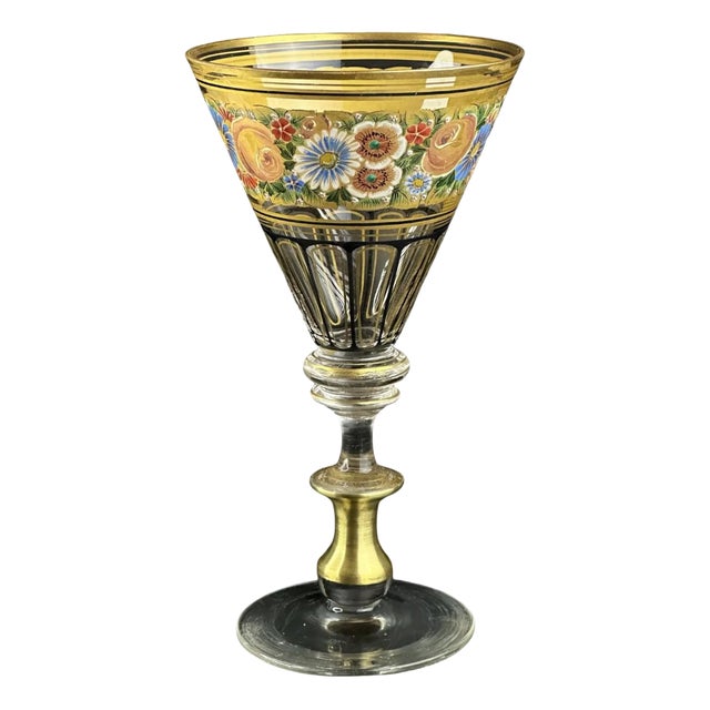Antique Enamelled and Gilt Glass Goblet by Hermann Pautsch, 1890 For Sale
