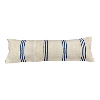 Turkish Hemp Pillow Cushion Natural Beige Blue Cushion Cover 14x45 For Sale