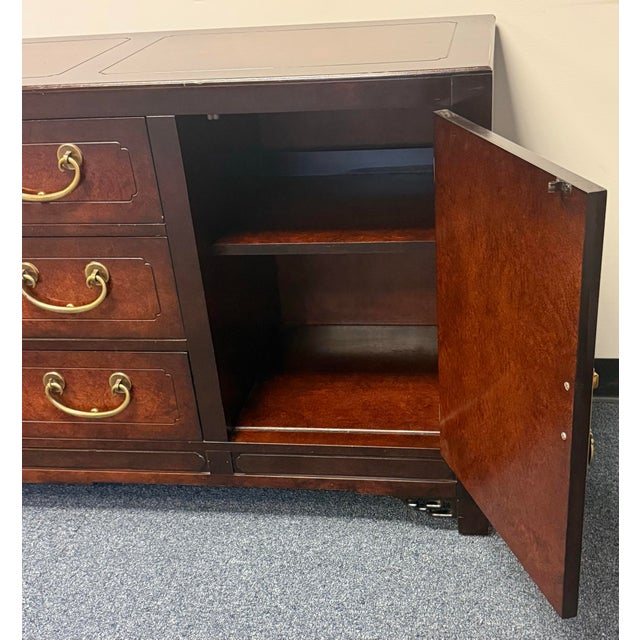 Asian White Fine Furniture Mahogany & Burl Mandarin Ming Chinoiserie Credenza For Sale - Image 3 of 12