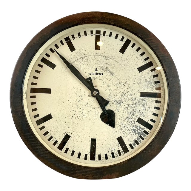 Vintage 1950s Oversized Siemens Metal Station Clock For Sale
