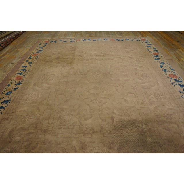 Antique Chinese - Art Deco Rug, Size: 9' 0'' x11' 8'' Antique Art Deco Chinese Floral Beige 1920s Rug, Circa Date: 1920s....
