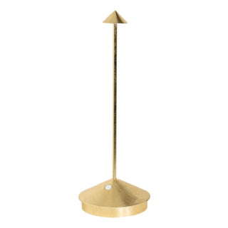 Zafferano Pina Pro Rechargeable Indoor/Outdoor Cordless Table Lamp, Gold Leaf For Sale