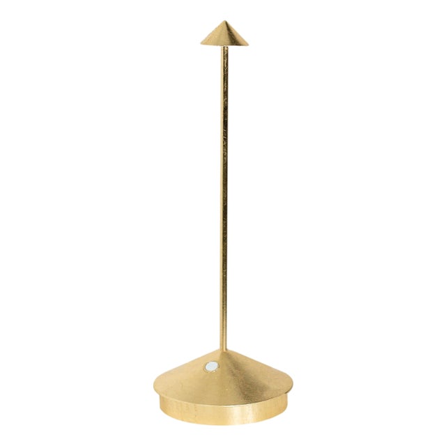Zafferano Pina Pro Rechargeable Indoor/Outdoor Cordless Table Lamp, Gold Leaf For Sale